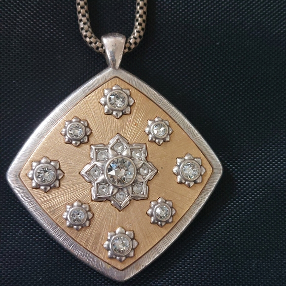 Brighton Jewelry - Brighton silver necklace with rhinestones, reversible with gold on reverse side!